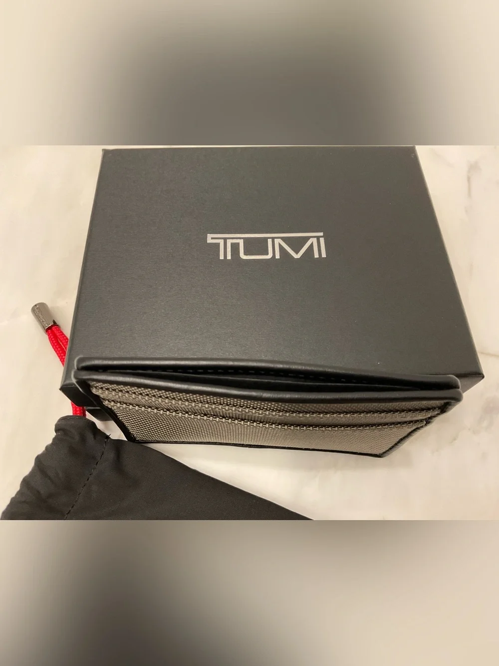 NEW Tumi ALPHA Ballistic Nylon & Leather Slim Card Case - GRAY ALLOY
